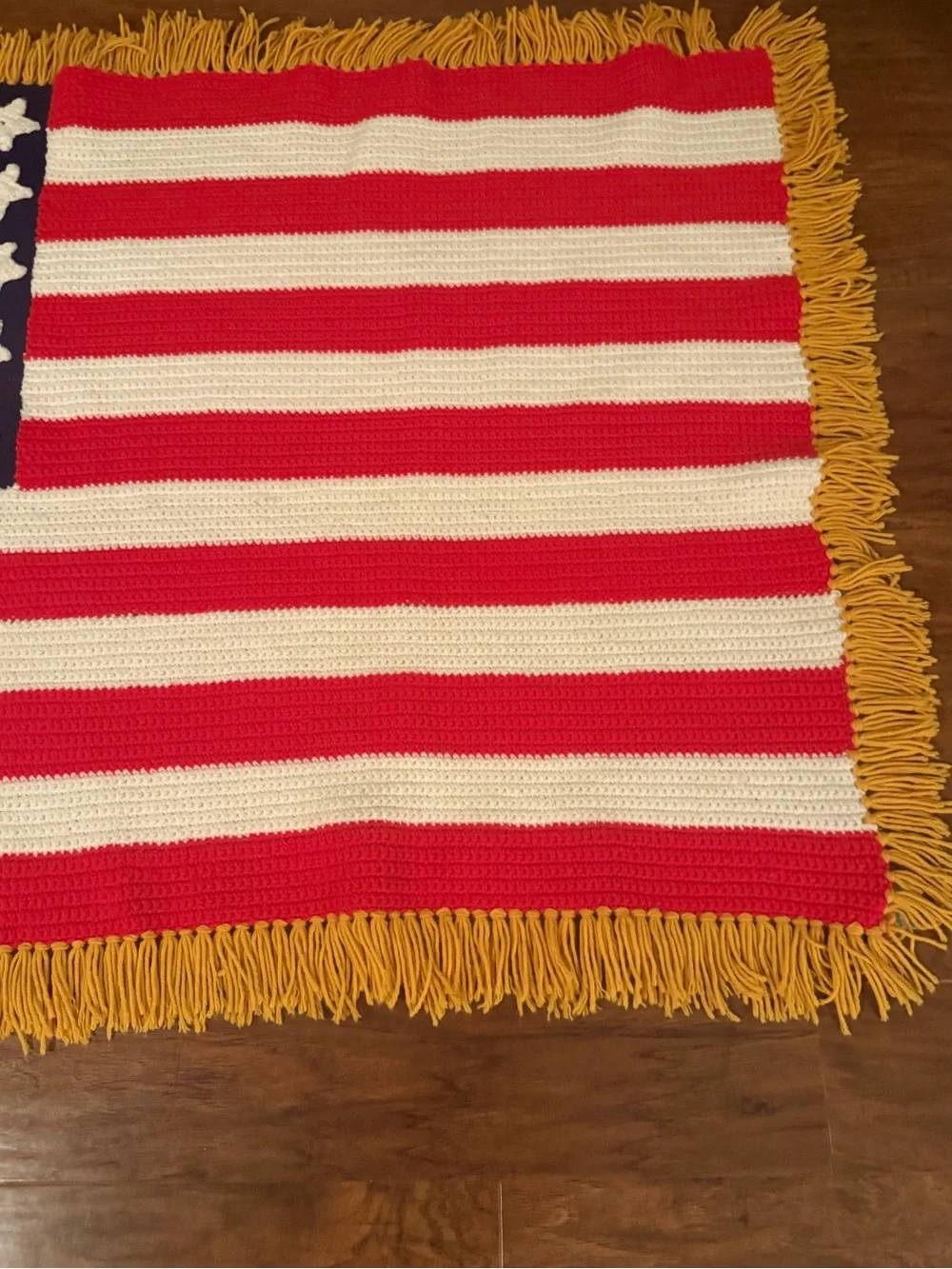 Handmade American Flag Crochet Throw/Afghan with Fringe